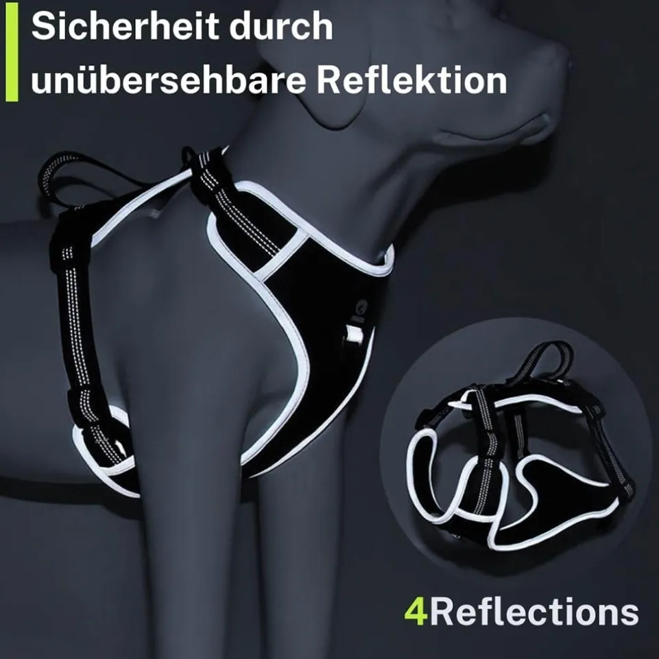 FAVVITY PET gepolstertes reflektierendes Anti-Zug Hundegeschirr grau