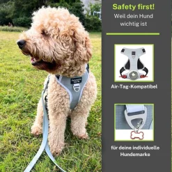 FAVVITY PET gepolstertes reflektierendes Anti-Zug Hundegeschirr schwarz