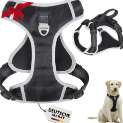FAVVITY PET gepolstertes reflektierendes Anti-Zug Hundegeschirr schwarz