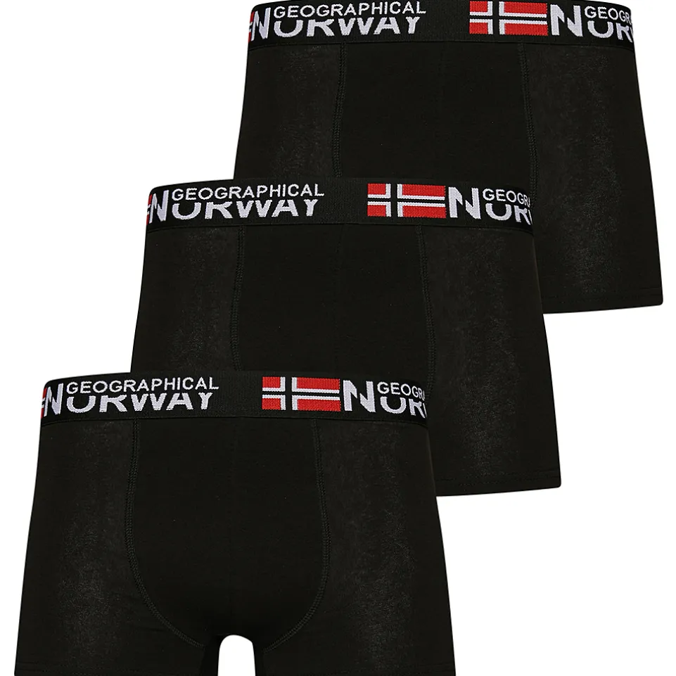 Geographical Norway Herren Boxershorts 3er-Pack schwarz Pack-3-Black