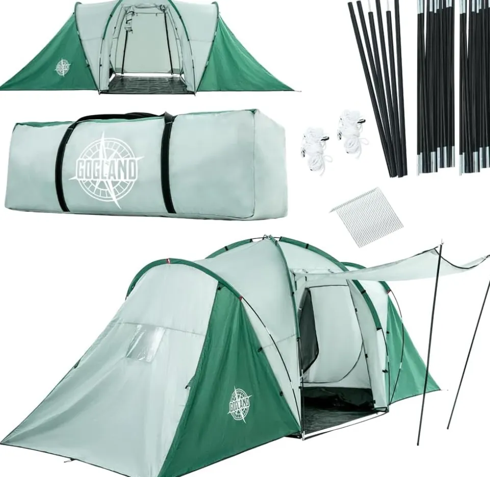 GOGLAND "Big Camping" Premium 6 Personen Zelt mit 2 Kabinen