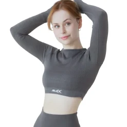 JELEX "Amelia" Damen Fitness Langarm Top grau