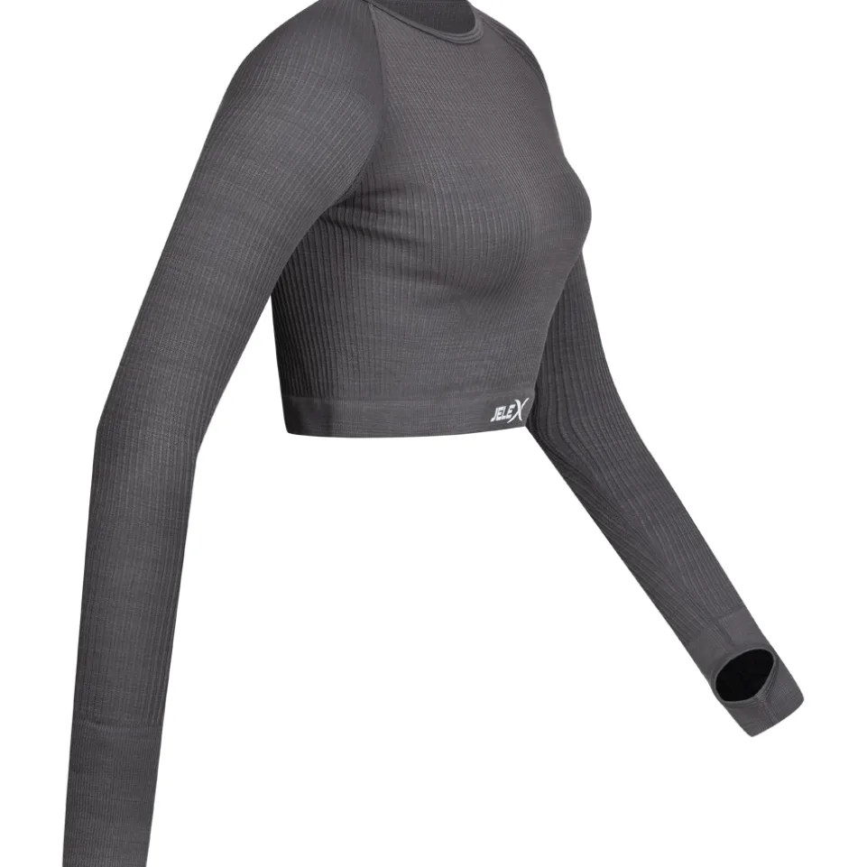 JELEX "Amelia" Damen Fitness Langarm Top grau