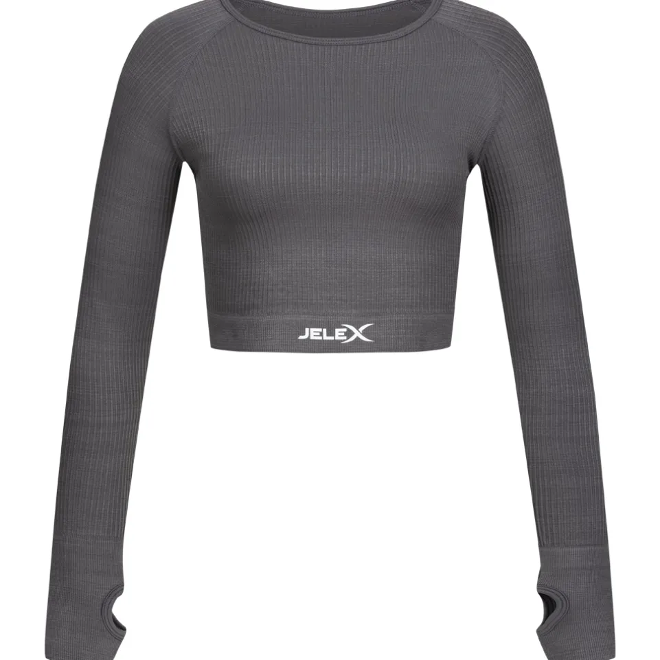 JELEX "Amelia" Damen Fitness Langarm Top grau