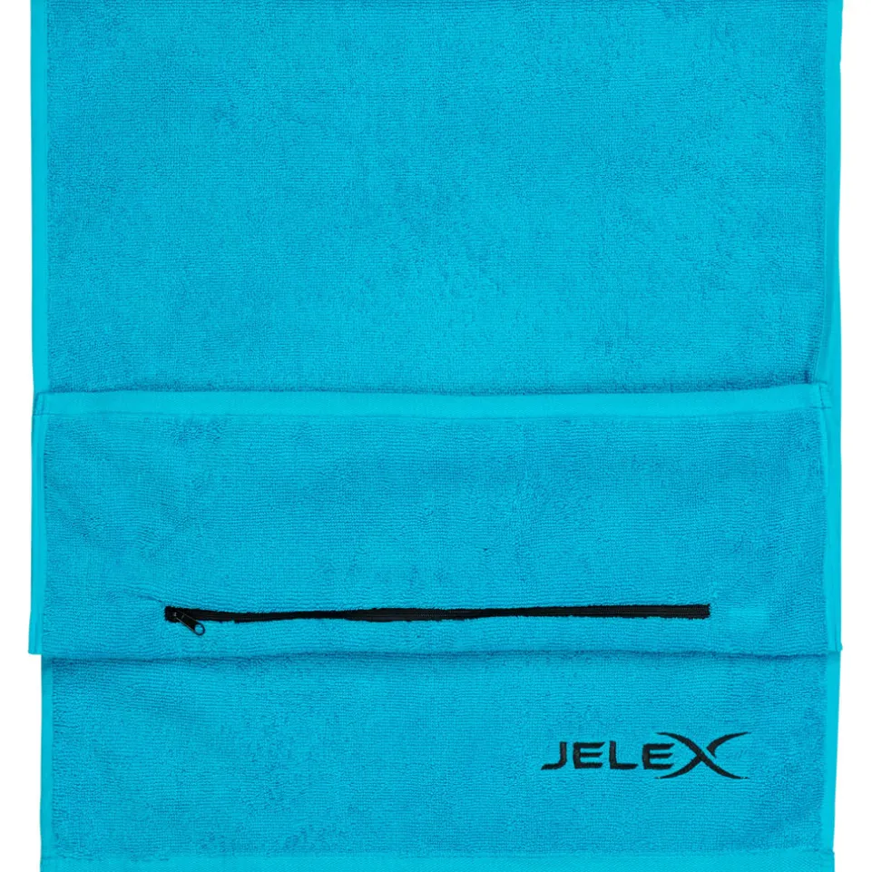 JELEX "100FIT" Fitness Handtuch mit Zip-Tasche türkis