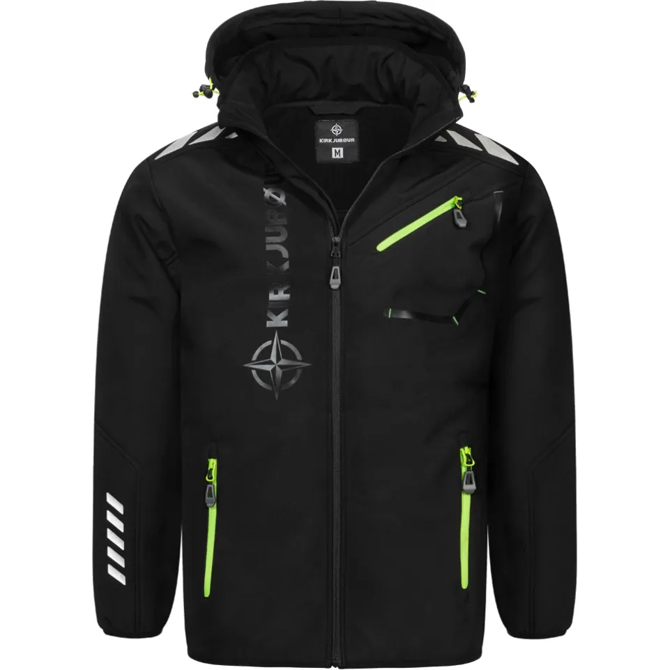 KIRKJUBØUR® "Alvik" Herren SOFTSHELLjacke 10.000 mm Wassersäule schwarz/grün