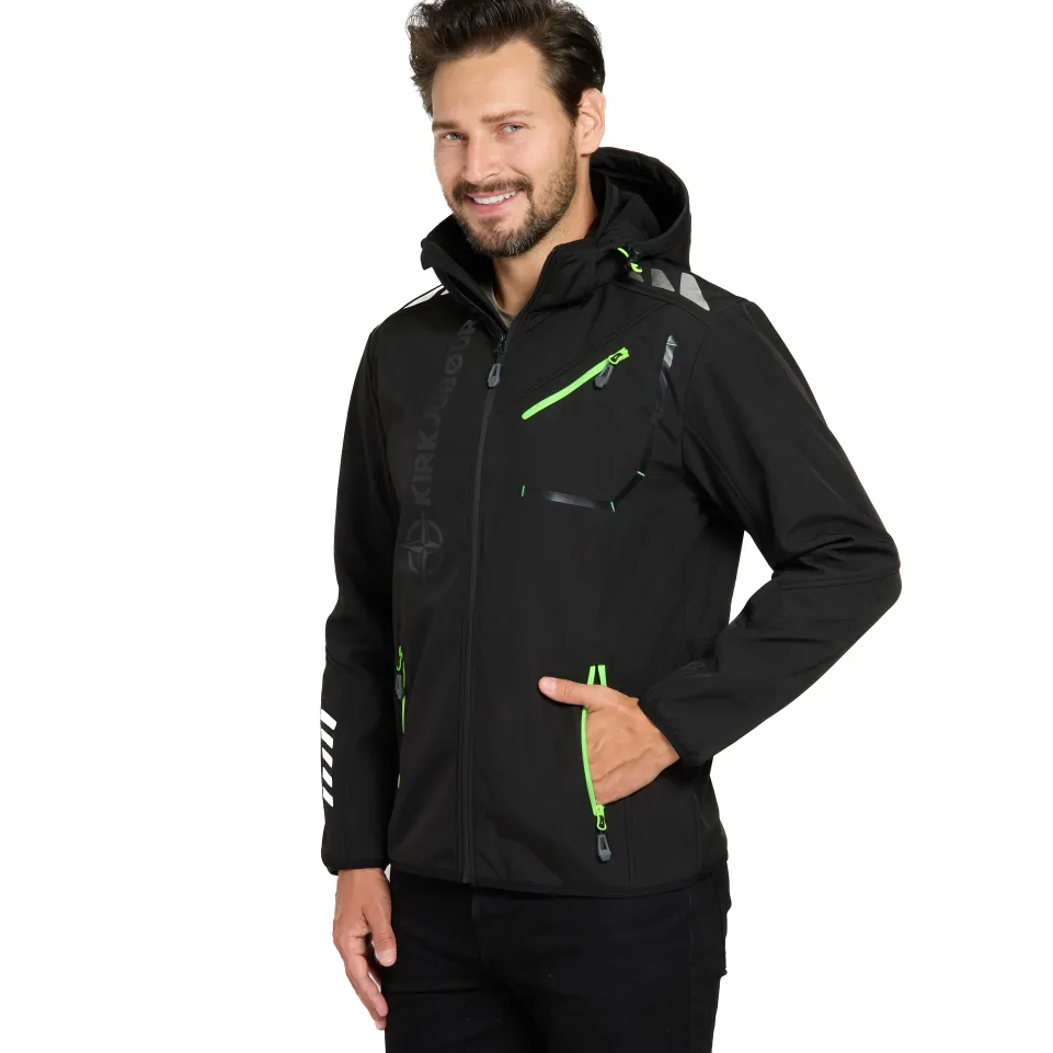KIRKJUBØUR® "Alvik" Herren SOFTSHELLjacke 10.000 mm Wassersäule schwarz/grün