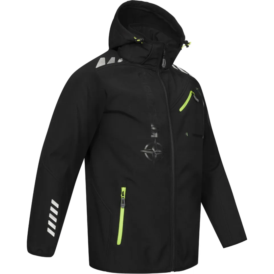 KIRKJUBØUR® "Alvik" Herren SOFTSHELLjacke 10.000 mm Wassersäule schwarz/grün