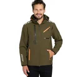 KIRKJUBØUR® "Alvik" Herren SOFTSHELLjacke 10.000 mm Wassersäule khaki/orange