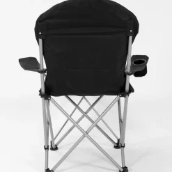 KIRKJUBØUR® "Asgard" gepolsterter Campingstuhl mit Fußteil schwarz