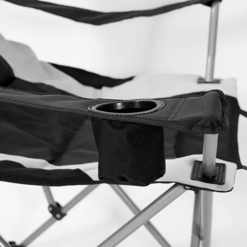 KIRKJUBØUR® "Asgard" gepolsterter Campingstuhl mit Fußteil schwarz