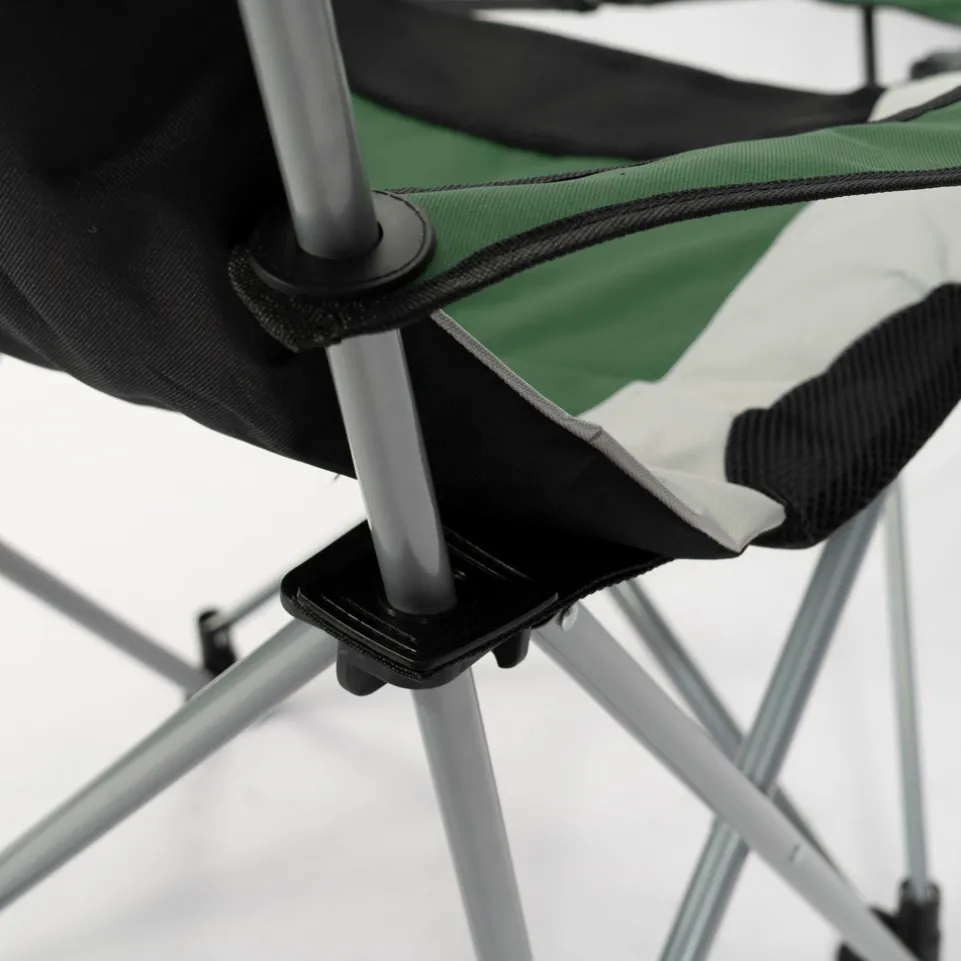 KIRKJUBØUR® "Asgard" gepolsterter Campingstuhl mit Fußteil grün