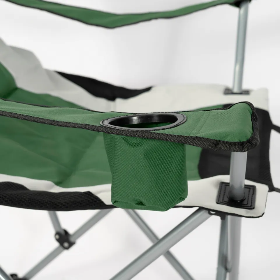 KIRKJUBØUR® "Asgard" gepolsterter Campingstuhl mit Fußteil grün