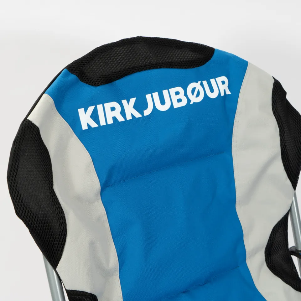 KIRKJUBØUR® "Asgard" gepolsterter Campingstuhl mit Fußteil blau