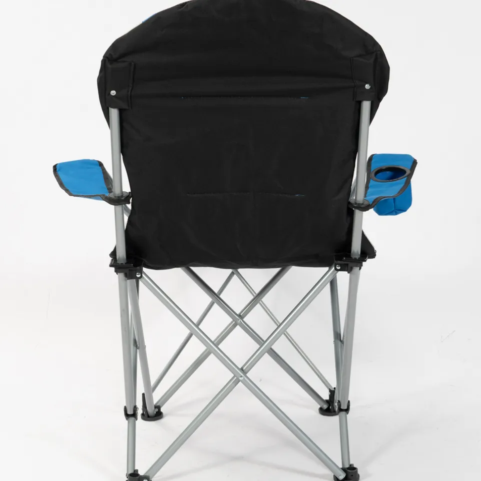 KIRKJUBØUR® "Asgard" gepolsterter Campingstuhl mit Fußteil blau