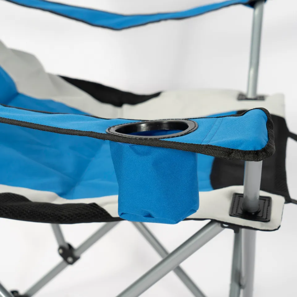 KIRKJUBØUR® "Asgard" gepolsterter Campingstuhl mit Fußteil blau