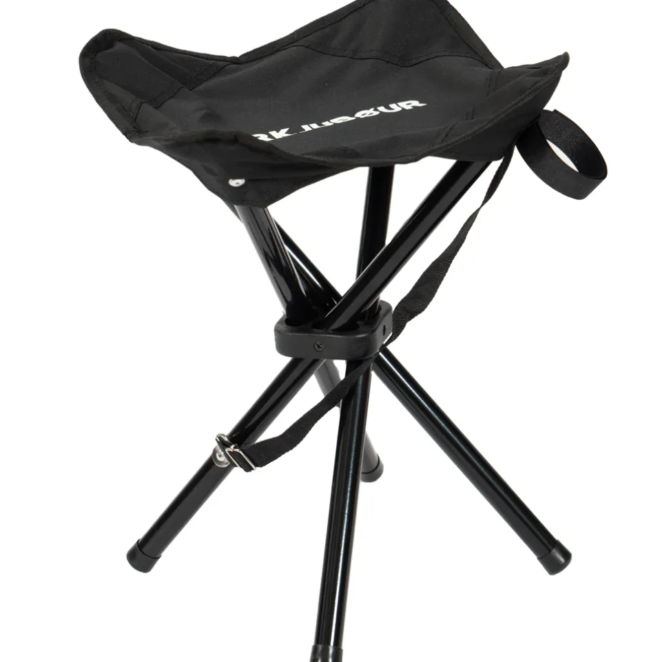 KIRKJUBØUR® "Freydis" klappbarer Vierbein Outdoor Hocker schwarz