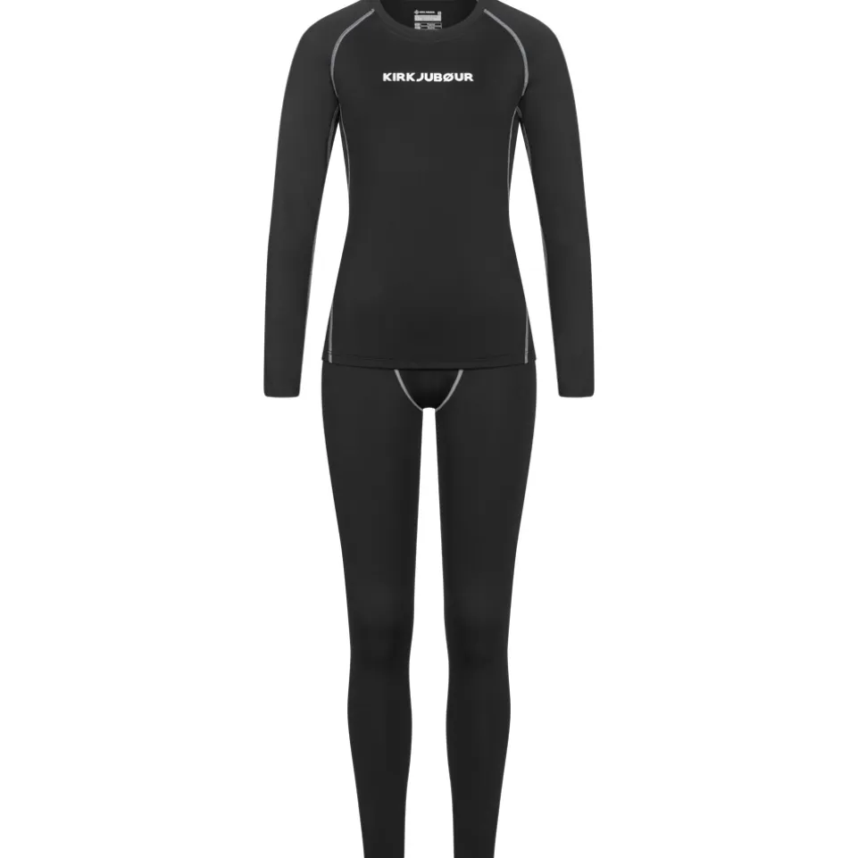 KIRKJUBØUR® "Hafjall" Damen Thermounterwäsche Set 2-tlg. schwarz