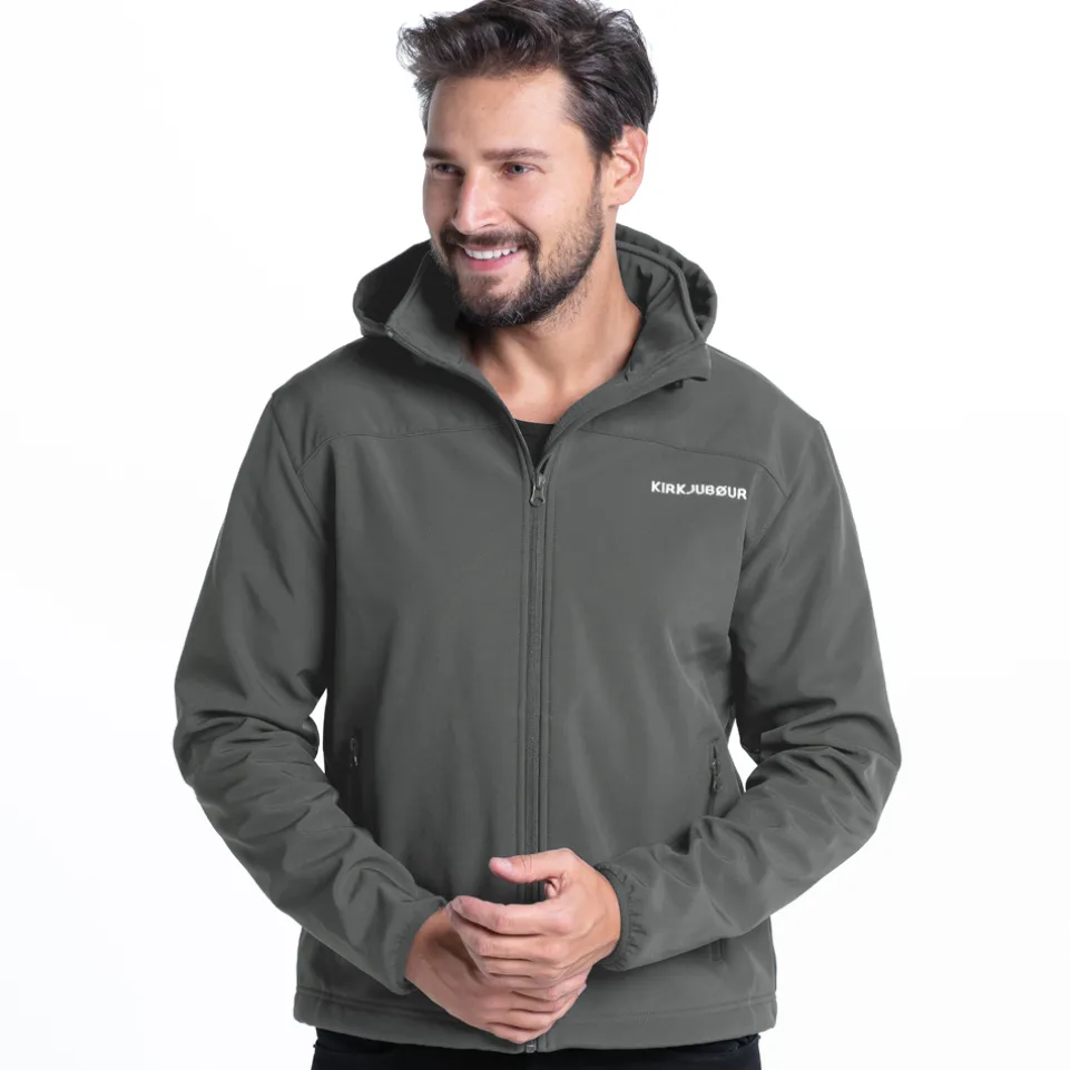 KIRKJUBØUR® "Hestur" Herren SOFTSHELLjacke 10.000 mm Wassersäule grau