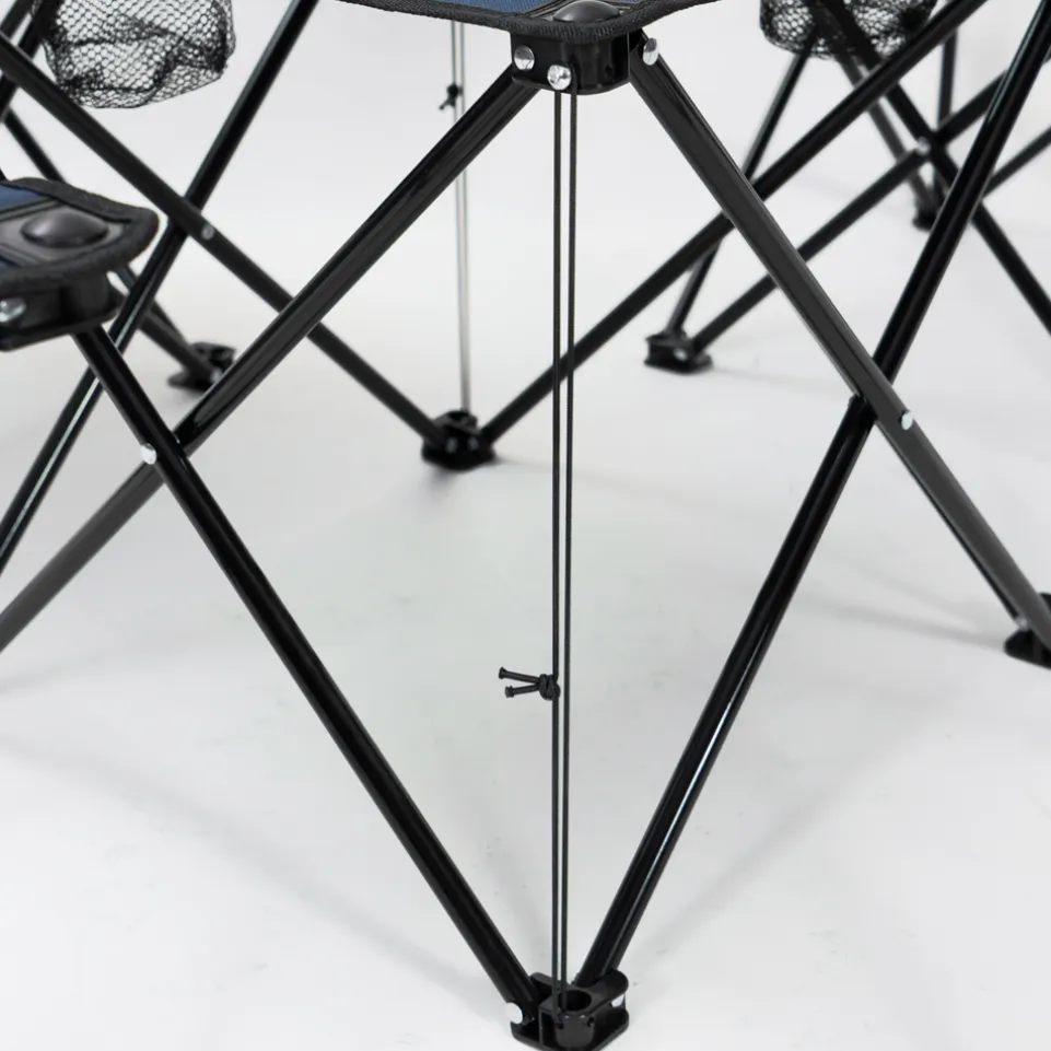 KIRKJUBØUR® "Stjärna" 5er-Set Campingstühle mit Tisch navy