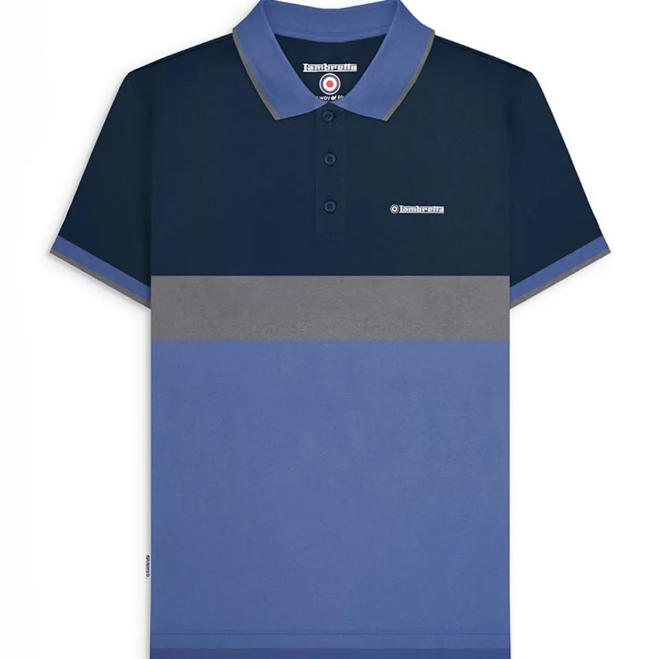Lambretta Contrast Panel Herren Polo-Shirt SS1219-NAVY