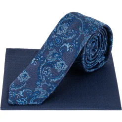 Lambretta Paisley Herren Strickkrawatte und Einstecktuch LAMAW2314-NAVY