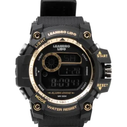 LEANDRO LIDO "Genua" Unisex Sport Uhr schwarz gold