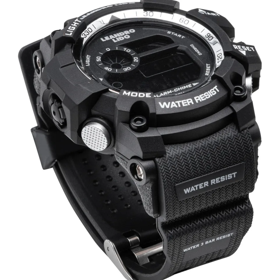 LEANDRO LIDO "Monza" Unisex Sport Uhr schwarz weiß