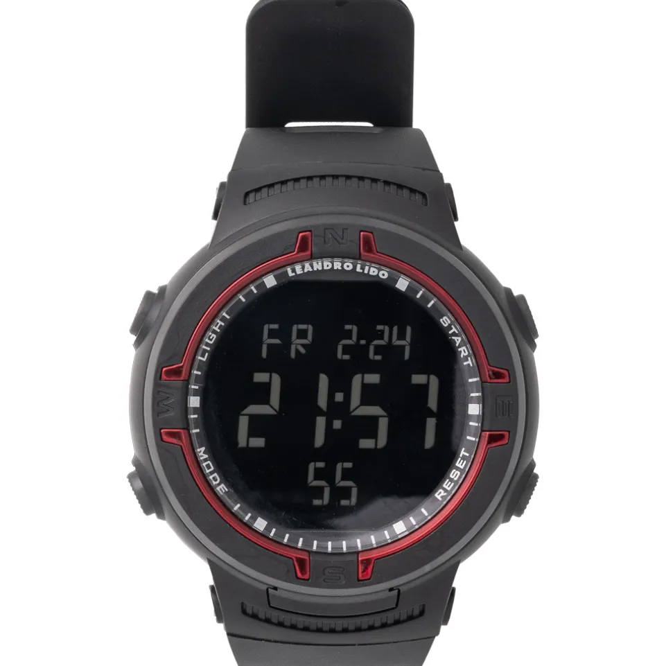 LEANDRO LIDO "Vernazza" Unisex Sport Uhr schwarz/rot