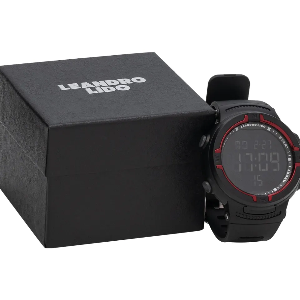 LEANDRO LIDO "Vernazza" Unisex Sport Uhr schwarz/rot