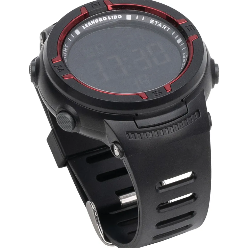 LEANDRO LIDO "Vernazza" Unisex Sport Uhr schwarz/rot