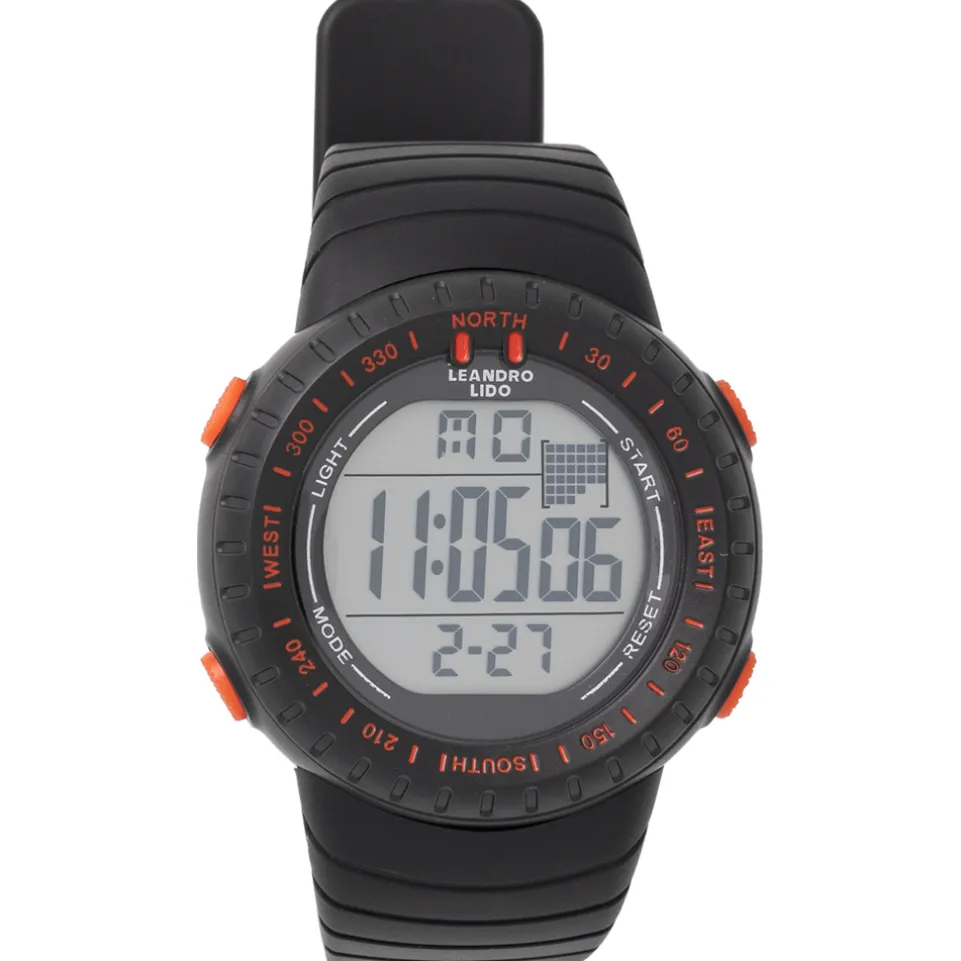 LEANDRO LIDO "Vescia" Unisex Sport Uhr schwarz/orange