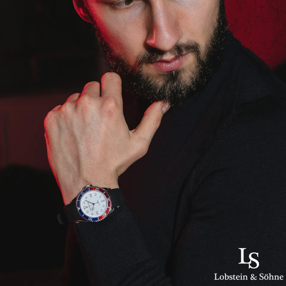Lobstein & Söhne® "Konstantin" Uhr blau/rot