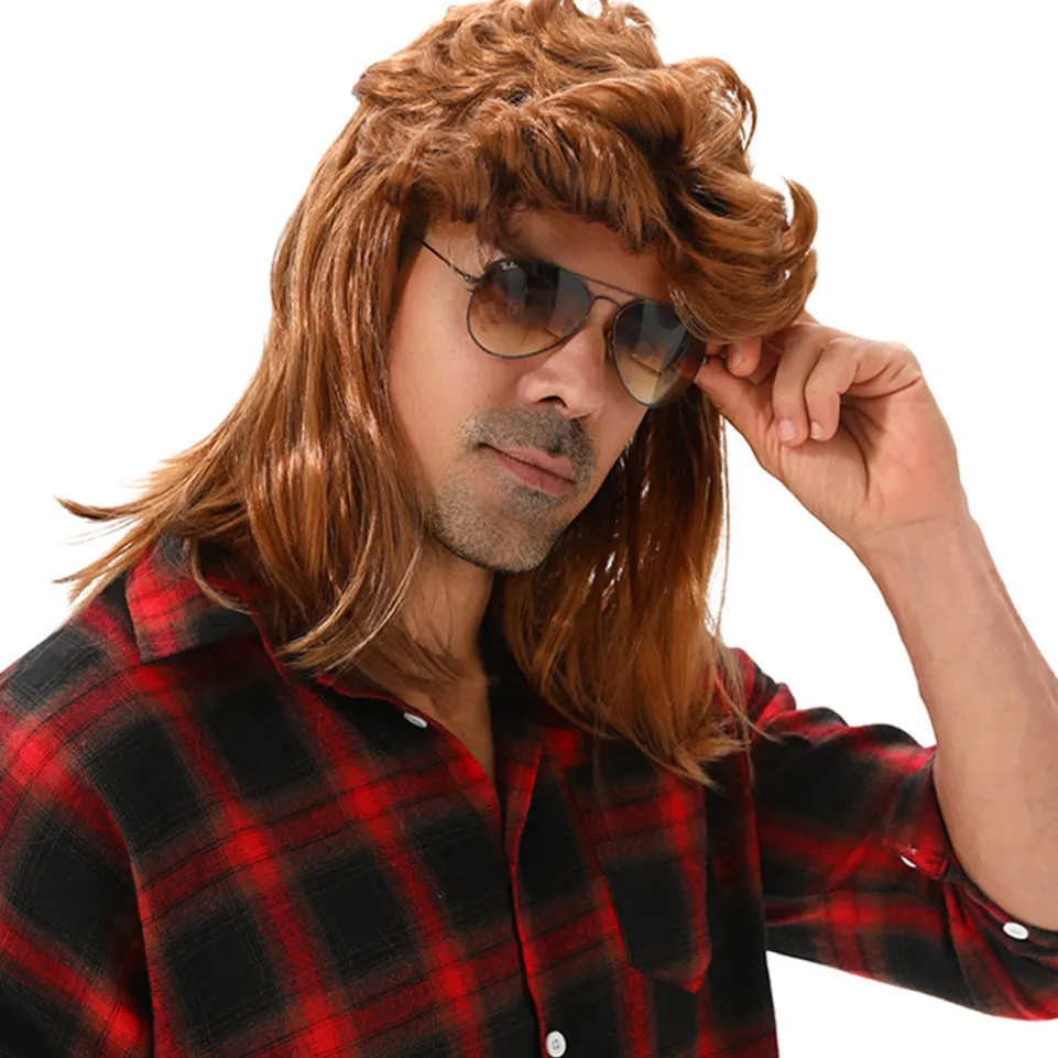 MAASKANTJE "Bami" Retro Mullet Vokuhila Perücke hellbraun