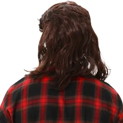 MAASKANTJE "Frituur" Retro Mullet Vokuhila Perücke dunkelbraun