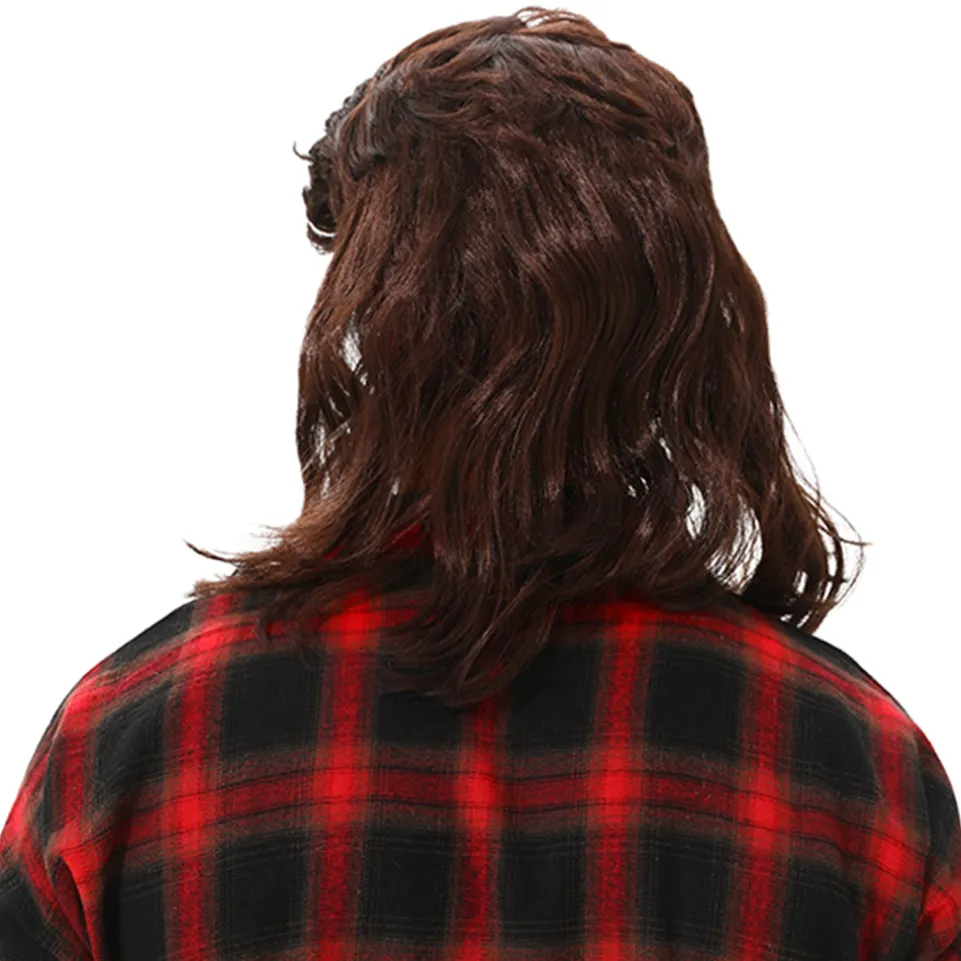 MAASKANTJE "Frituur" Retro Mullet Vokuhila Perücke dunkelbraun