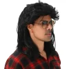 MAASKANTJE "Schnitzel" Retro Mullet Vokuhila Perücke schwarz