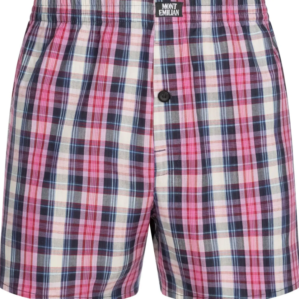 MONT EMILIAN "Nantes" Herren American Boxershorts 2er-Pack rosa/karo