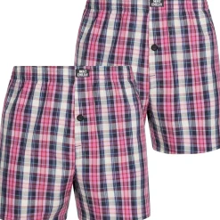 MONT EMILIAN "Nantes" Herren American Boxershorts 2er-Pack rosa/karo