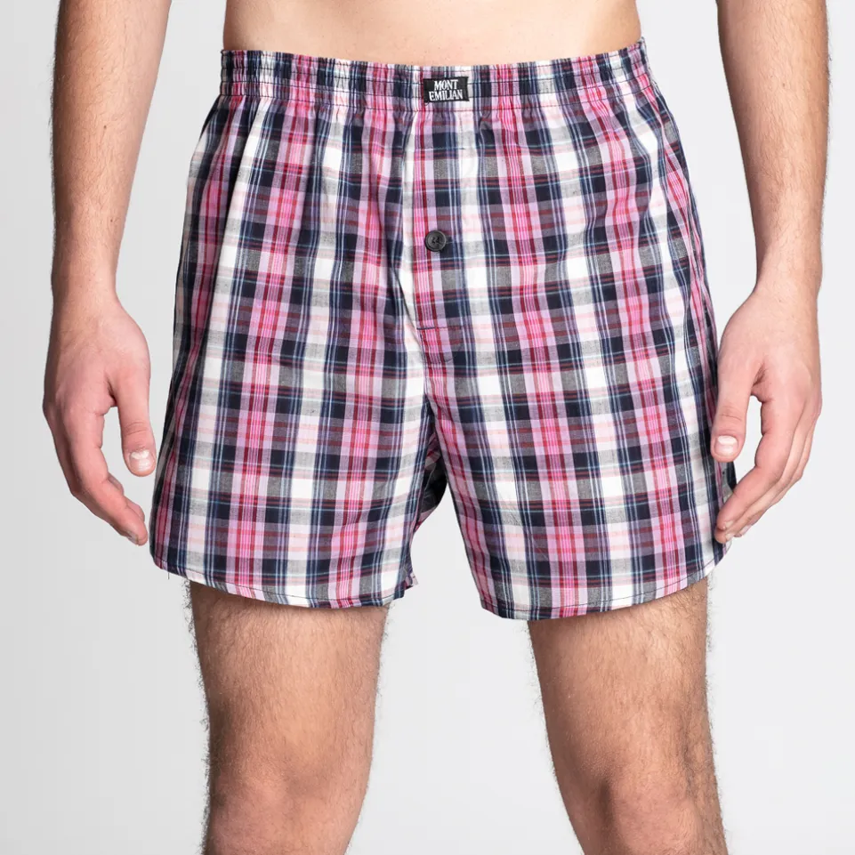 MONT EMILIAN "Nantes" Herren American Boxershorts 2er-Pack rosa/karo