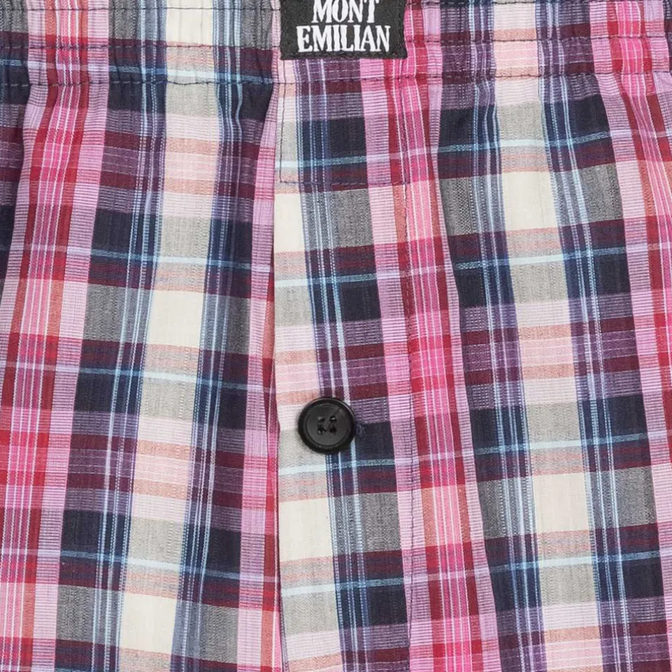 MONT EMILIAN "Nantes" Herren American Boxershorts 2er-Pack rosa/karo