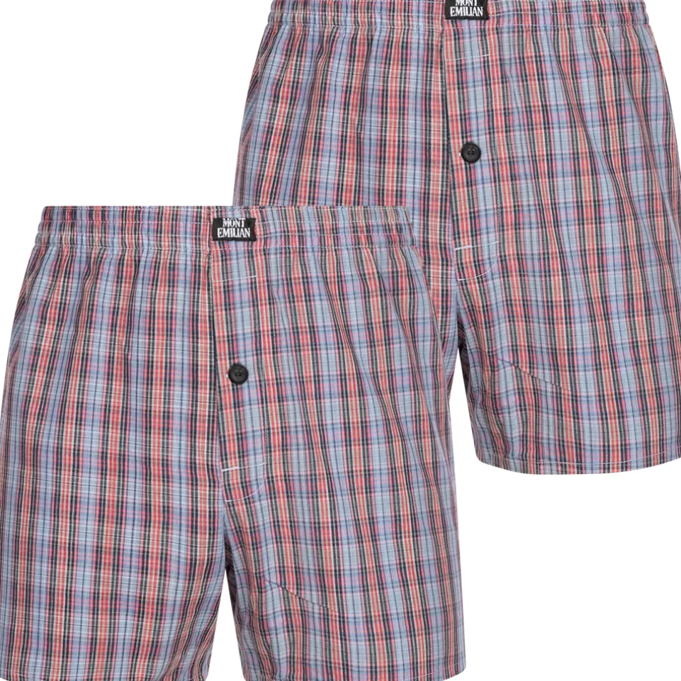 MONT EMILIAN "Nantes" Herren American Boxershorts 2er-Pack blau/karo