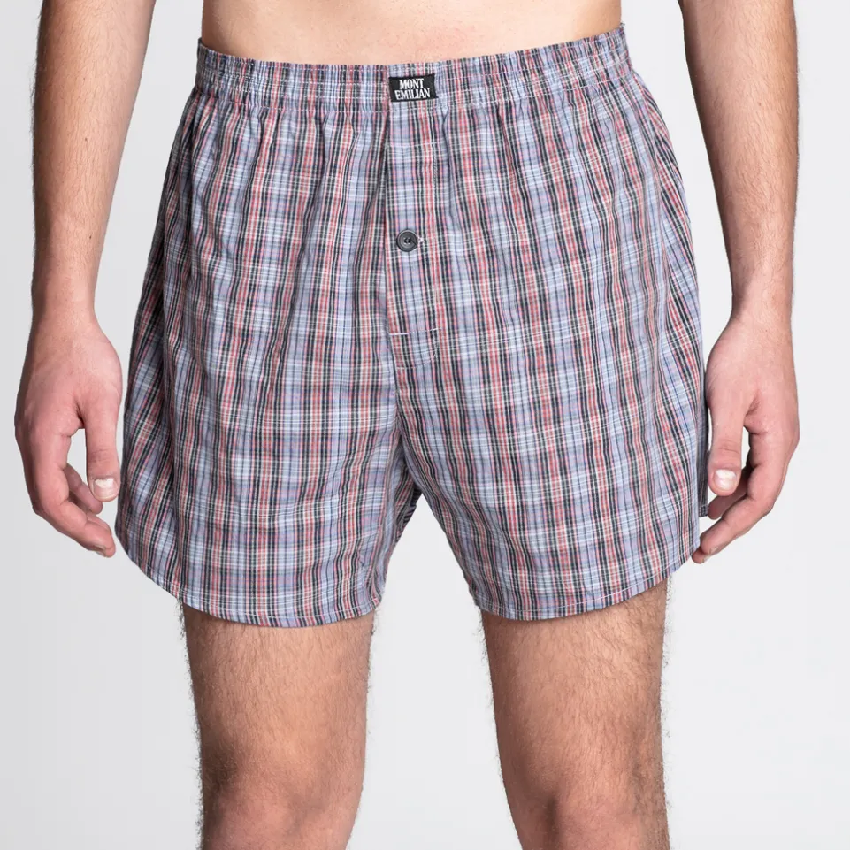 MONT EMILIAN "Nantes" Herren American Boxershorts 2er-Pack blau/karo