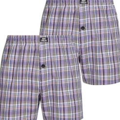 MONT EMILIAN "Nantes" Herren American Boxershorts 2er-Pack lila/karo