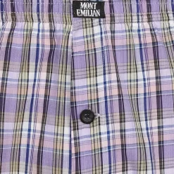 MONT EMILIAN "Nantes" Herren American Boxershorts 2er-Pack lila/karo