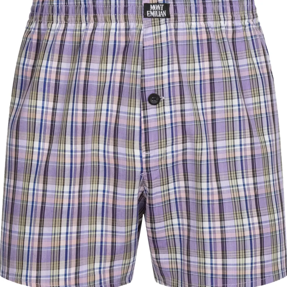 MONT EMILIAN "Nantes" Herren American Boxershorts 2er-Pack lila/karo