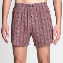 MONT EMILIAN "Nantes" Herren American Boxershorts 2er-Pack rot/karo