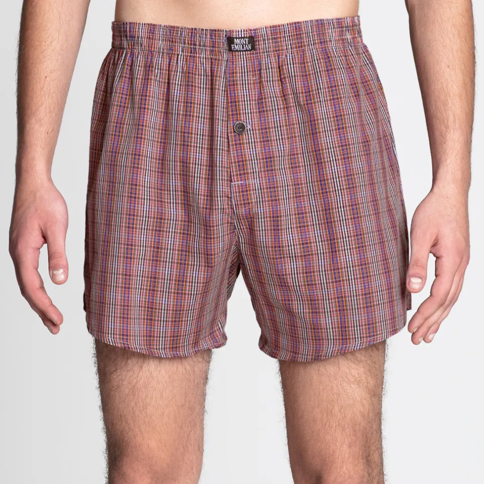 MONT EMILIAN "Nantes" Herren American Boxershorts 2er-Pack rot/karo