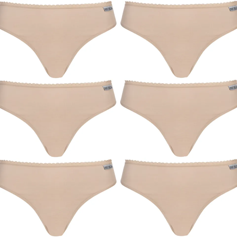 MONT EMILIAN "Nimes" Damen Tanga 6er-Pack beige
