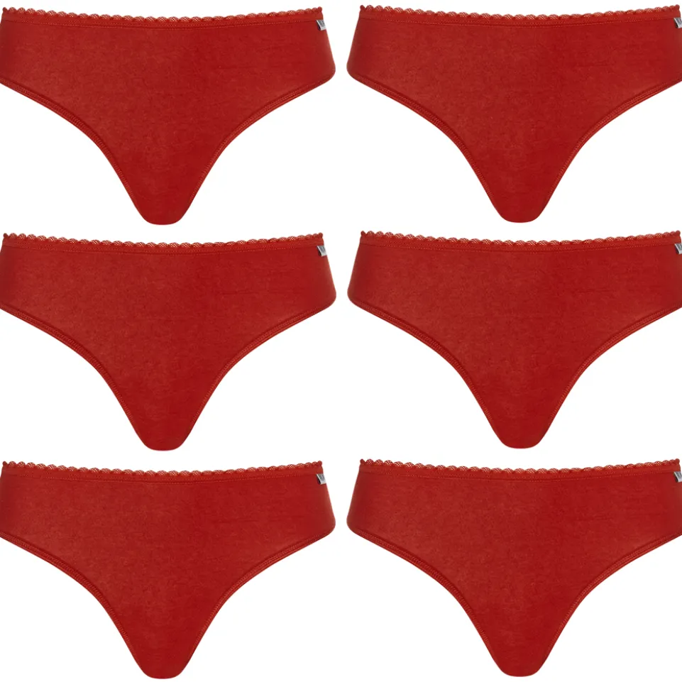 MONT EMILIAN "Nimes" Damen Tanga 6er-Pack rot